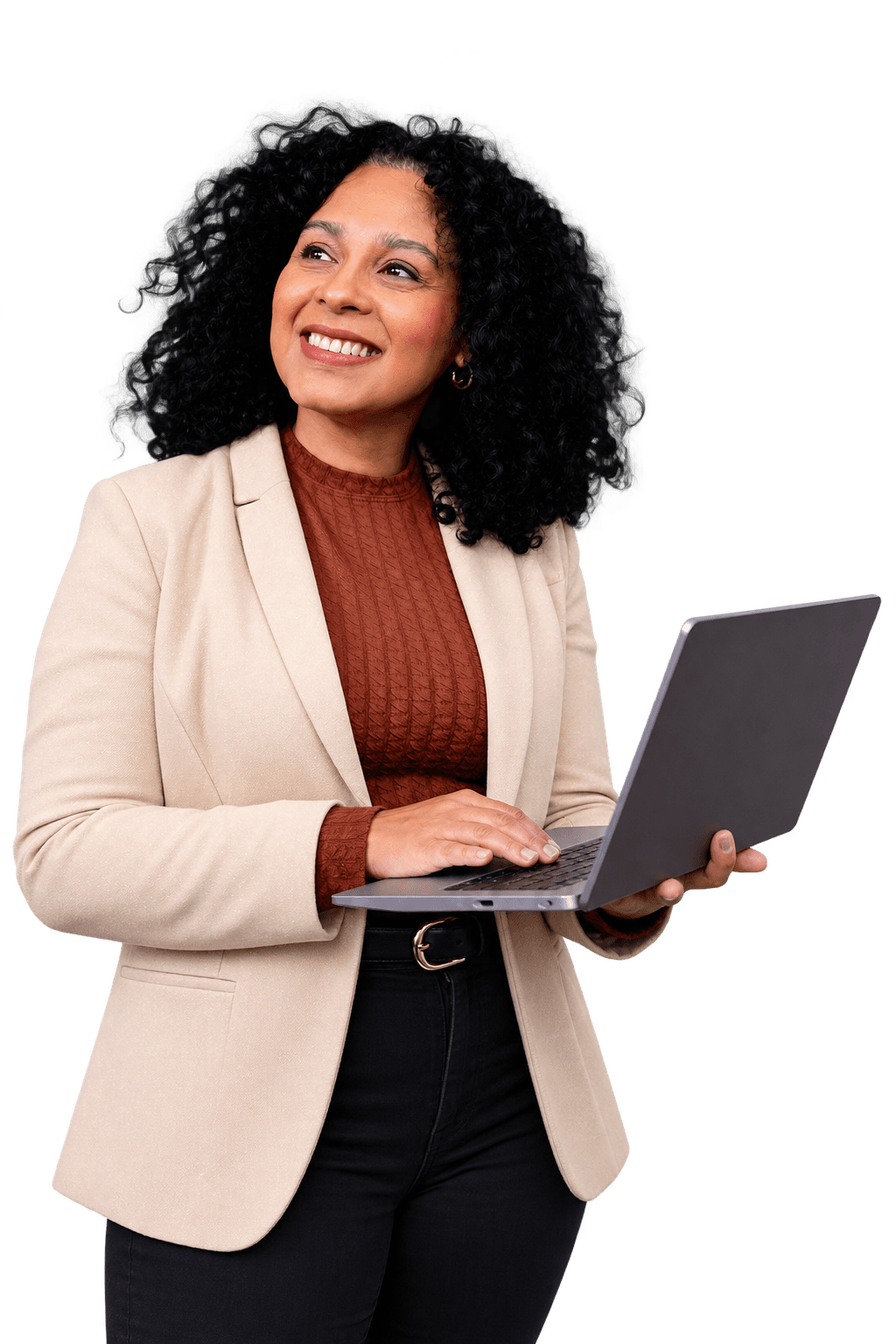 TeamPoint staff member using a laptop, representing office-based job and business management