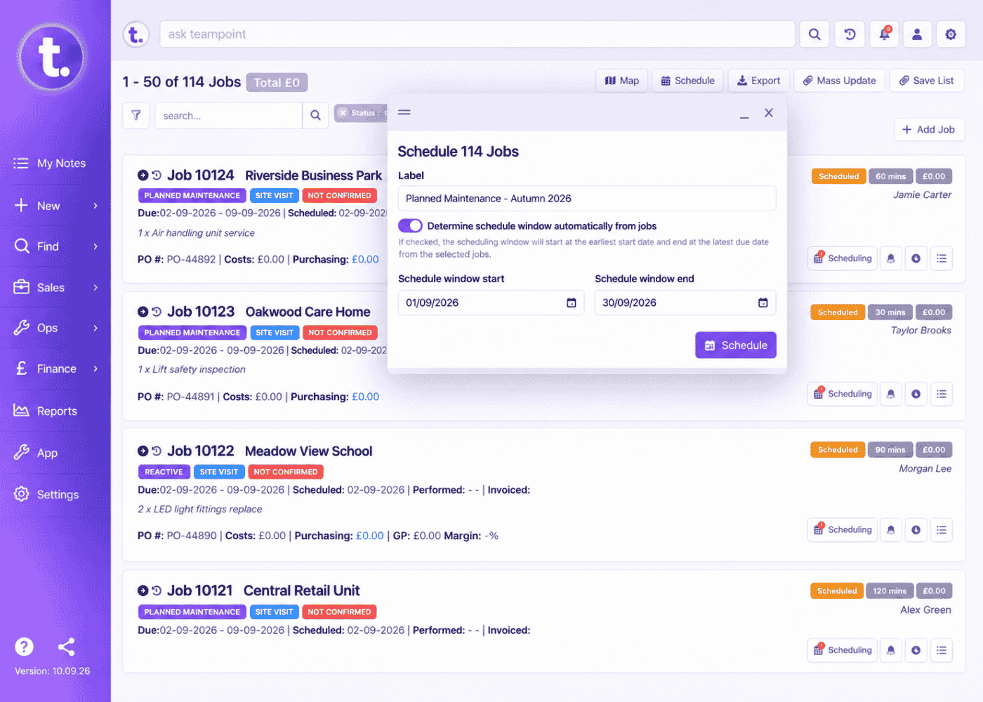TeamPoint batch scheduling jobs.